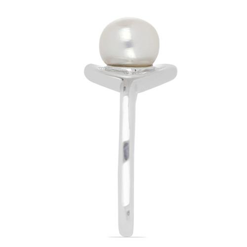 STERLING SILVER NATURAL WHITE FRESHWATER PEARL GEMSTONE  RING